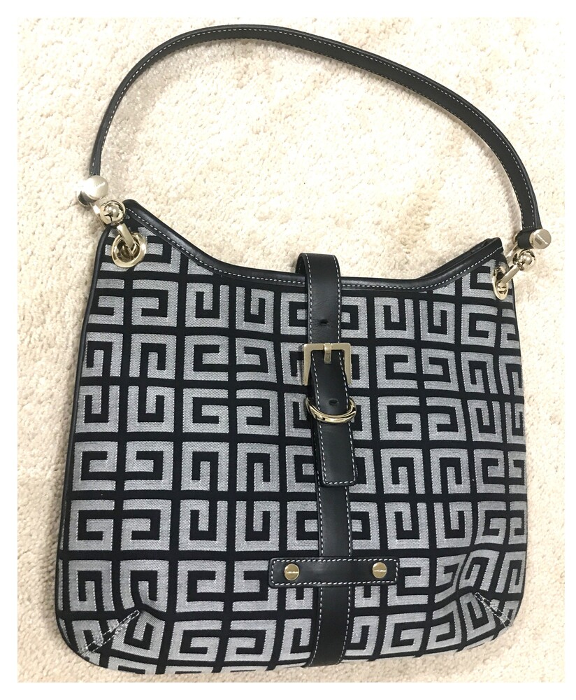 Authentic Givenchy Black & Grey Monogram Canvas and Leather Bag Mint Condition